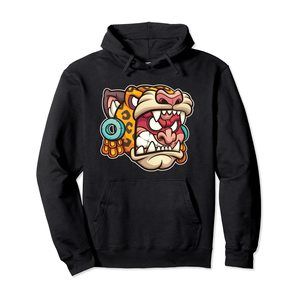 Southwest Native Aztec Jaguar Mask Design Pullover Hoodie